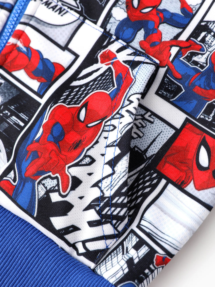 Marvel Toddler/Kids Boy Spider-Man Zipper Kangaroo Pocket hooded Jacket Blue