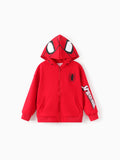 Marvel Toddler/Kids Boy Spider-Man Mask Pattern Zipper Kangaroo Pocket hooded Jacket Red