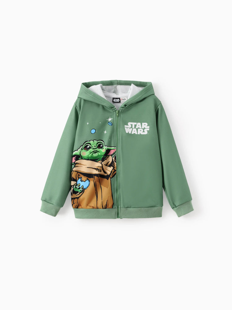 Star Wars Toddler/Kids Boy Grogu Knit Fabric Zip-up Hoodie Jacket Green
