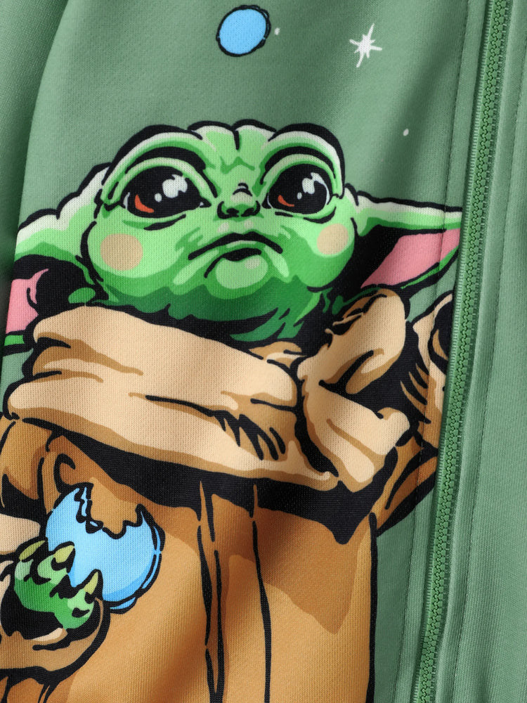Star Wars Toddler/Kids Boy Grogu Knit Fabric Zip-up Hoodie Jacket Green