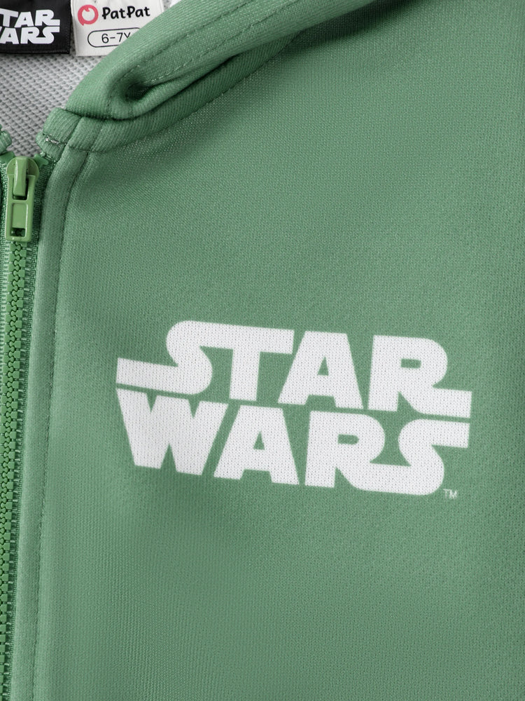 Star Wars Toddler/Kids Boy Grogu Knit Fabric Zip-up Hoodie Jacket Green