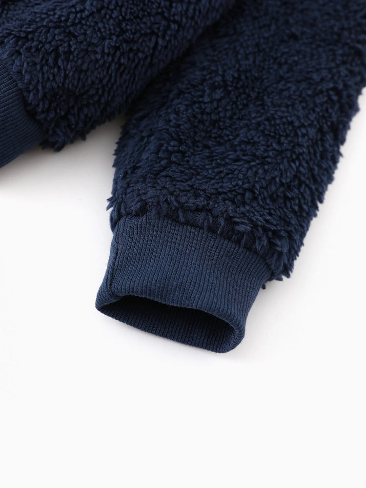 Marvel Toddler Boy Captain America Embroidered Coral Fleece Hooded Sweatshirt Deep Blue