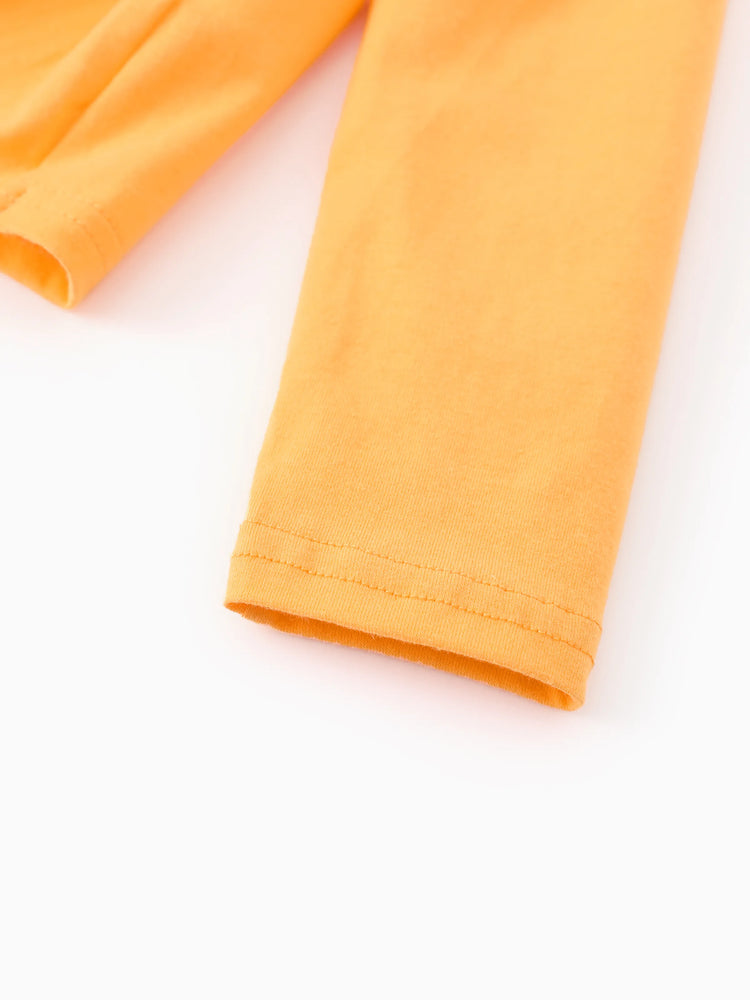 Disney Princess Toddler/ Kid Girl 2pcs Moana Bow Design Long-sleeve Top and Leggings Set Orange