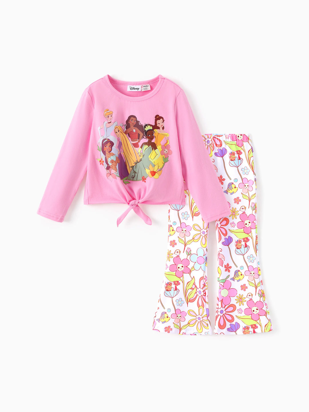 Disney Prinzessin Kleinkind / Kind Mädchen 2pcs Bow Design Langarm-Top und Leggings Set rosa