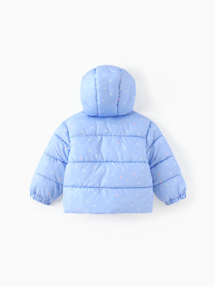 Doudoune à capuche en polyester à motif géométrique Disney Stitch pour petite fille (bleue)