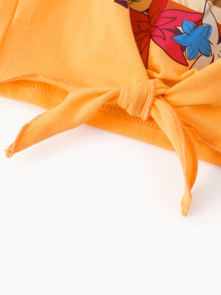 Disney Princess Toddler/ Kid Girl 2pcs Moana Bow Design Long-sleeve Top and Leggings Set Orange