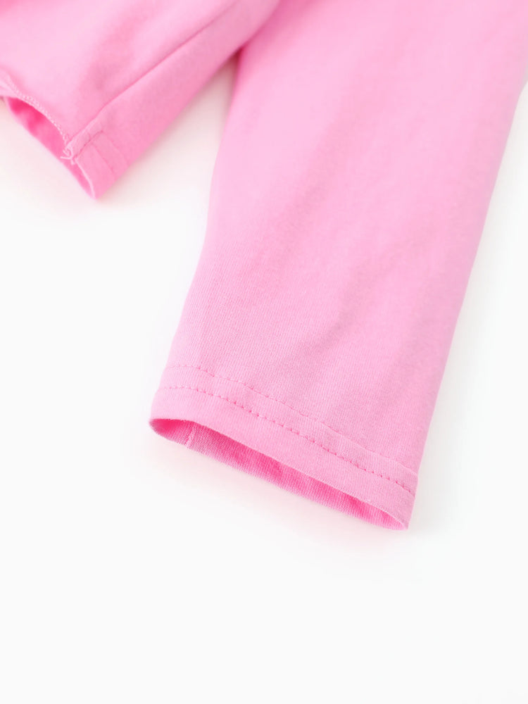 Disney Princess Toddler/ Kid Girl 2pcs Bow Design Long-sleeve Top and Leggings Set Pink