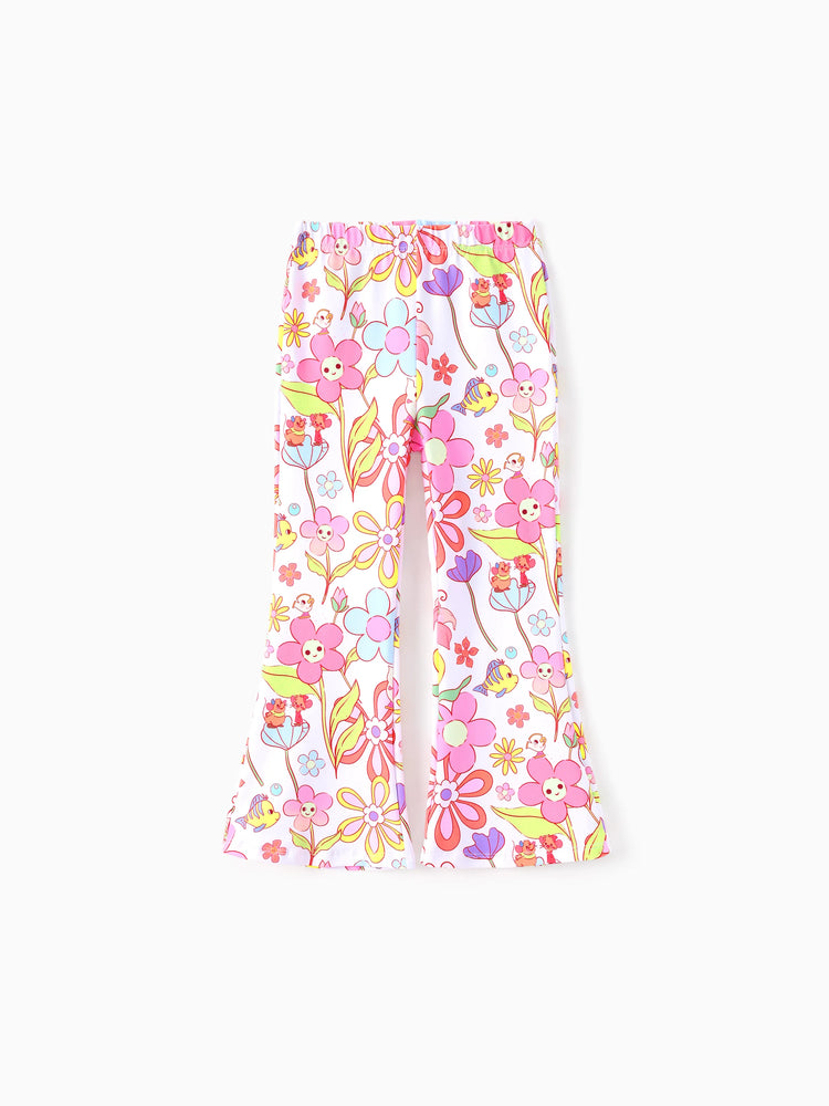 Disney Princess Toddler/ Kid Girl 2pcs Bow Design Long-sleeve Top and Leggings Set Pink