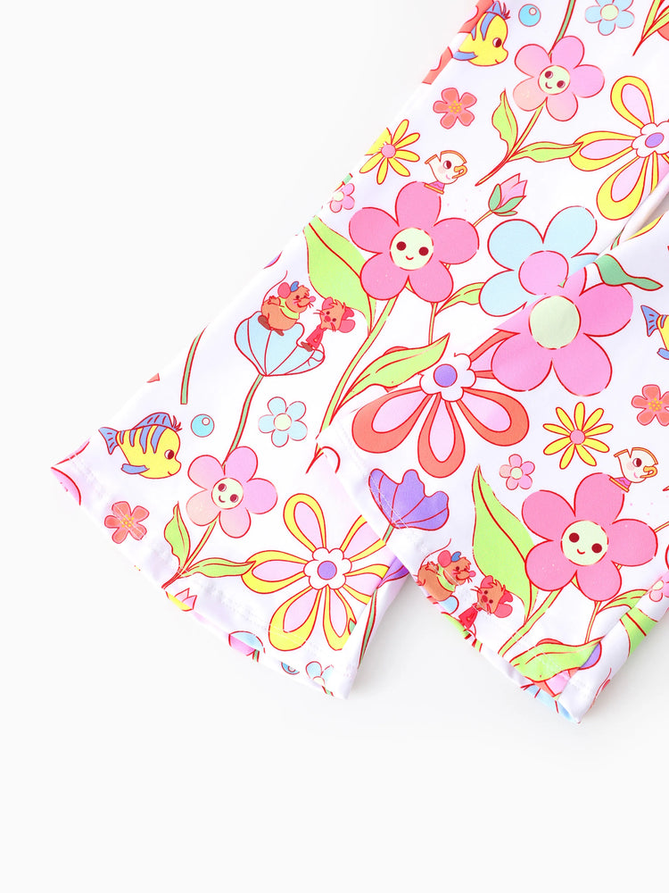 Disney Princess Toddler/ Kid Girl 2pcs Bow Design Long-sleeve Top and Leggings Set Pink