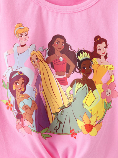 Disney Princess Toddler/ Kid Girl 2pcs Bow Design Long-sleeve Top and Leggings Set Pink