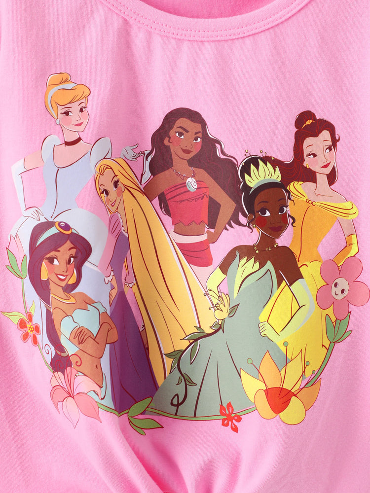 Disney Princess Toddler/ Kid Girl 2pcs Bow Design Long-sleeve Top and Leggings Set Pink