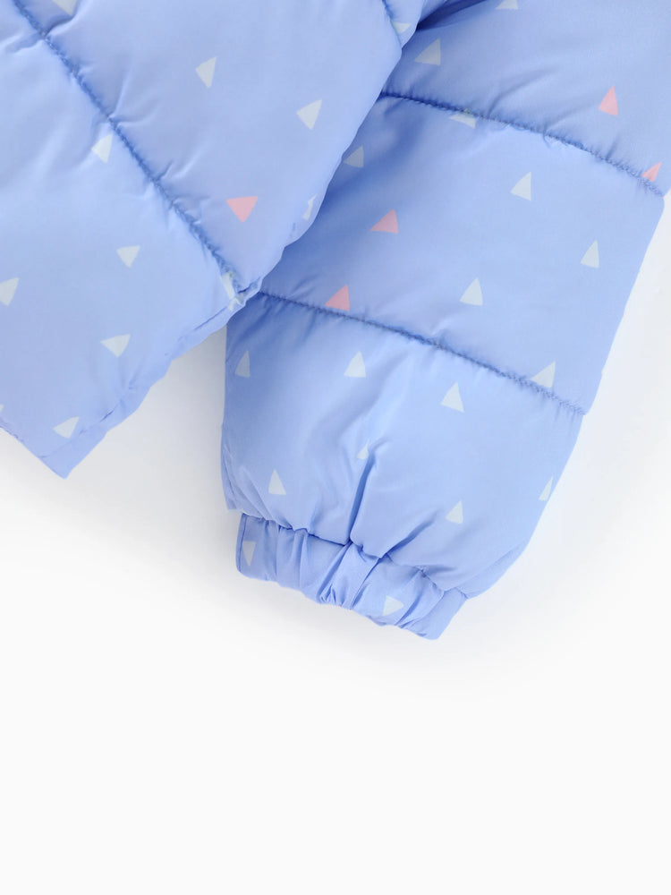 Doudoune à capuche en polyester à motif géométrique Disney Stitch pour petite fille (bleue)