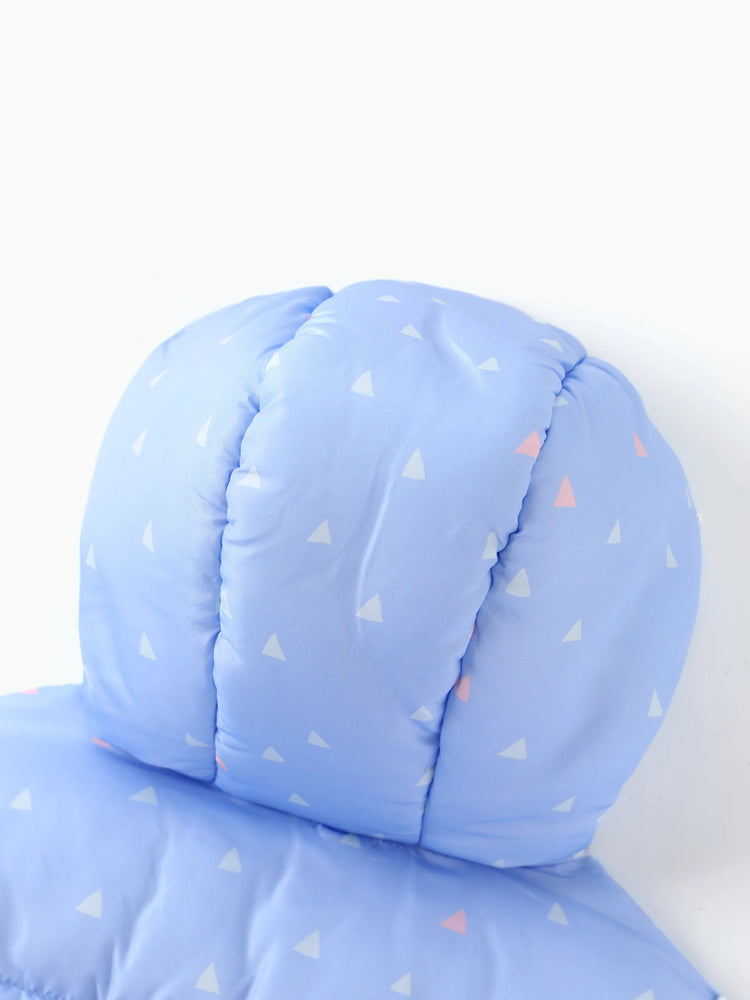 Doudoune à capuche en polyester à motif géométrique Disney Stitch pour petite fille (bleue)