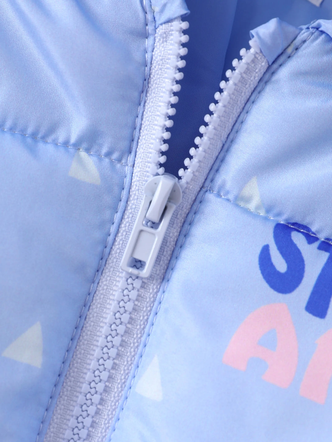 Disney Stitch Kleinkind / Kinder Mädchen Stitch / Engel süßes geometrisches Muster Polyester Stoff Kapuze Puffer Jacke  blau