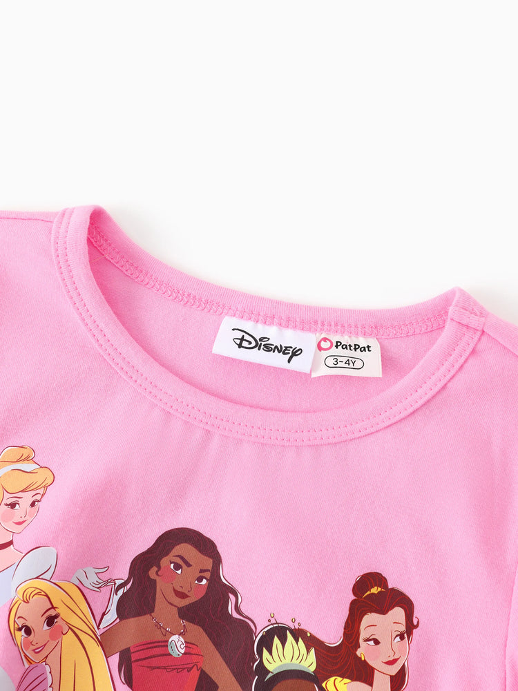 Disney Princess Toddler/ Kid Girl 2pcs Bow Design Long-sleeve Top and Leggings Set Pink