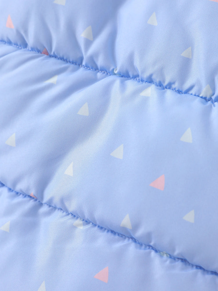 Doudoune à capuche en polyester à motif géométrique Disney Stitch pour petite fille (bleue)