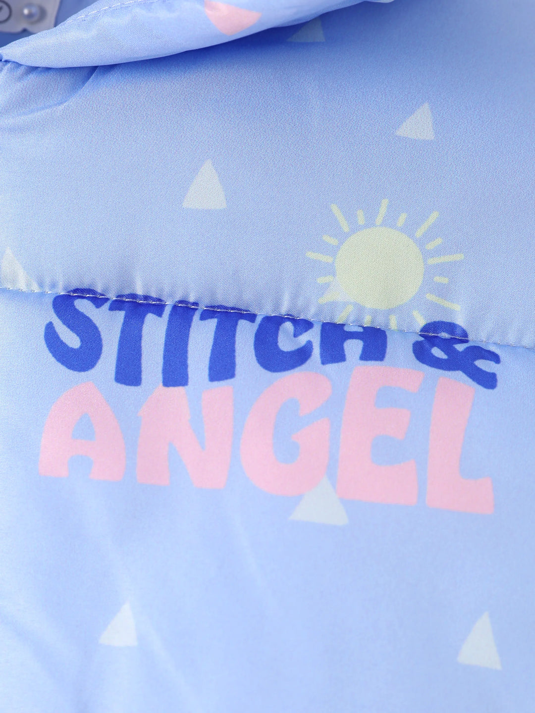 Disney Stitch Kleinkind / Kinder Mädchen Stitch / Engel süßes geometrisches Muster Polyester Stoff Kapuze Puffer Jacke  blau