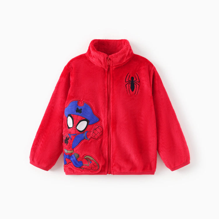 Marvel Toddler Boy Spider-Man Stand Collar Flannelette fabric Zipper Jacket Red