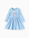 Disney Frozen Toddler Girl Elsa Ribbed Knitted Fabric Longsleeves Dress Blue