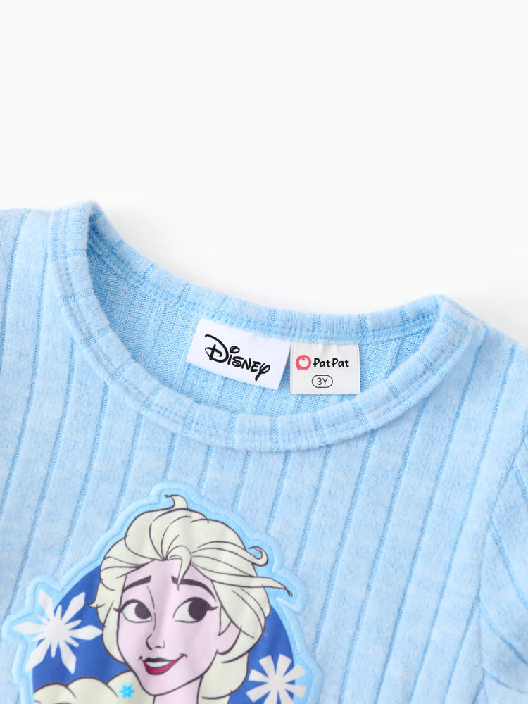 Disney Frozen Toddler Girl Elsa Ribbed Knitted Fabric Longsleeves Dress Blue