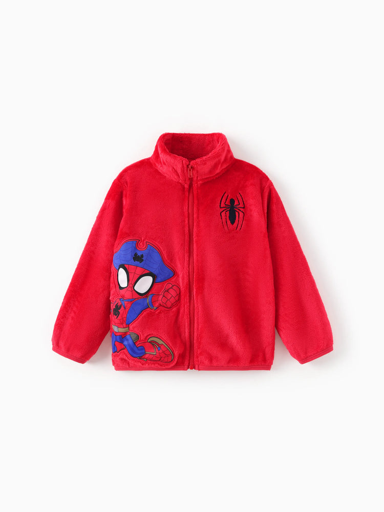Marvel Toddler Boy Spider-Man Stand Collar Flannelette fabric Zipper Jacket Red