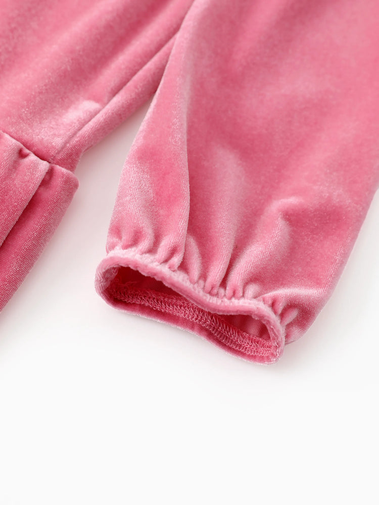 Disney Mickey and Friends Christmas Toddler/Kid Girl Minnie Mouse Velvet Ruffle Dress Pink