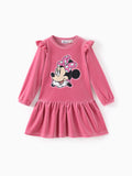 Disney Mickey and Friends Christmas Toddler/Kid Girl Minnie Mouse Velvet Ruffle Dress Pink