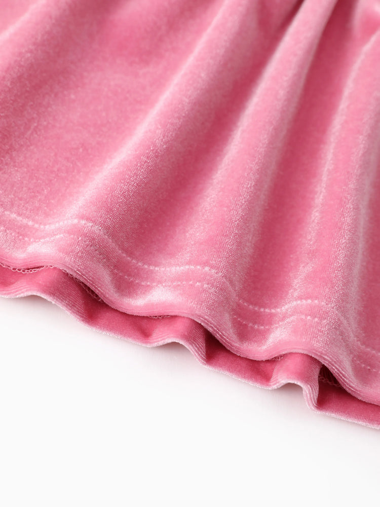 Disney Mickey and Friends Christmas Toddler/Kid Girl Minnie Mouse Velvet Ruffle Dress Pink