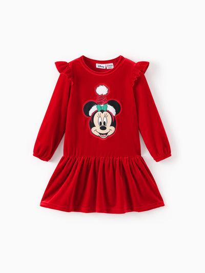 Disney Mickey and Friends Toddler/Kid Girl Minnie Velvet Ruffle Dress Red