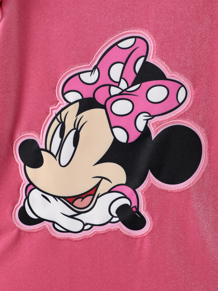 Disney Mickey and Friends Christmas Toddler/Kid Girl Minnie Mouse Velvet Ruffle Dress Pink