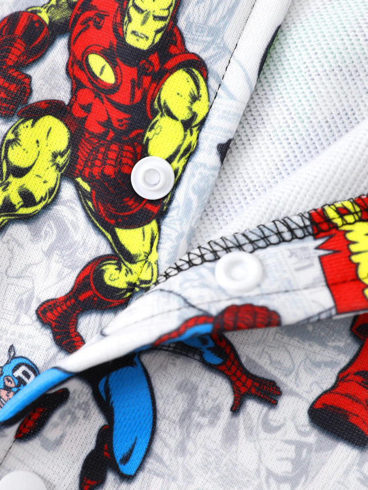 Marvel Toddler/Kids Boy Spider-Man/ Captain America/ IronMan/ Green Hulk Allover Print Stand Collar Jacket Black