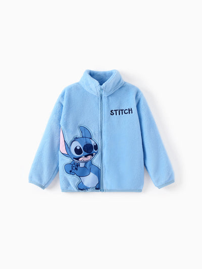 Disney Stitch Toddler/Kids Boy/Girl Stitch Double-sided Fleece Fabric Stand Collar Jacket Blue