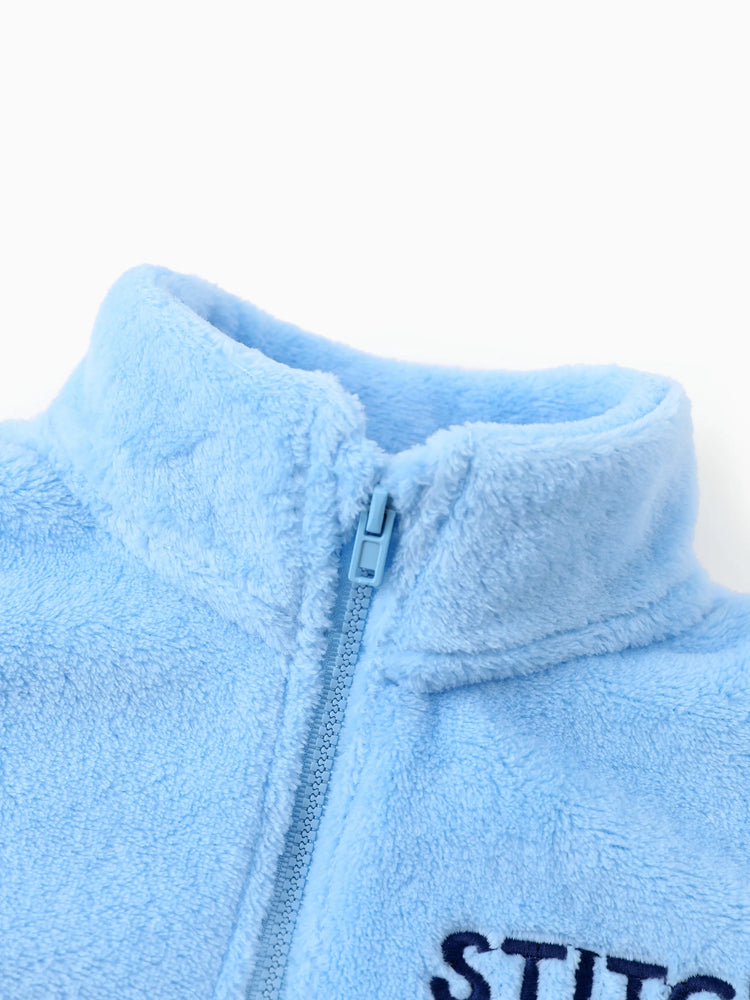 Disney Stitch Toddler/Kids Boy/Girl Stitch Double-sided Fleece Fabric Stand Collar Jacket Blue