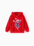 Marvel Toddler Boy Spider-Man Embroidered Coral Fleece Hooded Sweatshirt Red