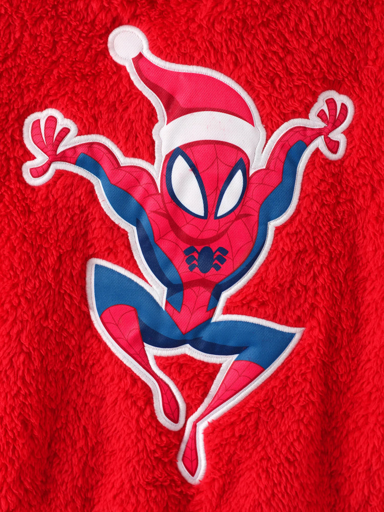 Sweat à capuche en polaire corail brodé Spider-Man Marvel pour tout-petit garçon, rouge