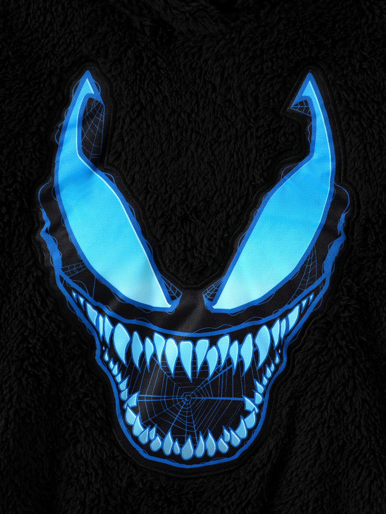 Marvel Kleinkind Jungen besticktes Korallen-Fleece-Sweatshirt mit Kapuze schwarz