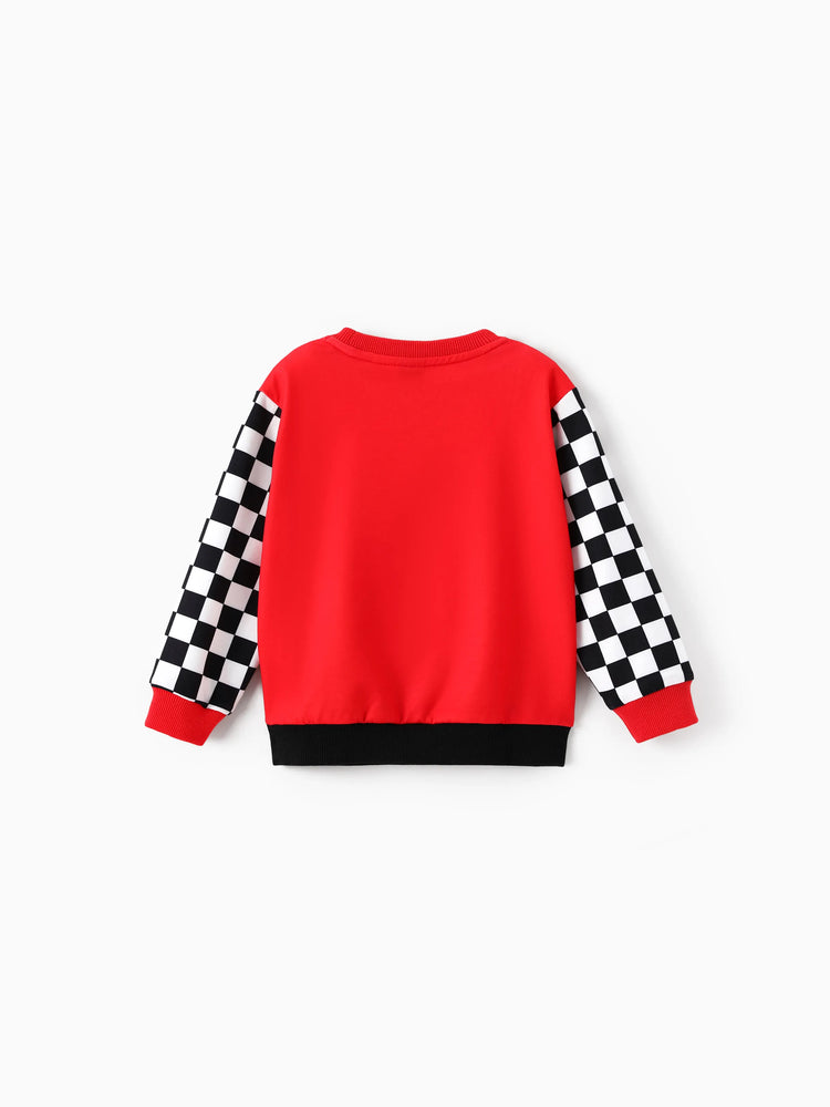 Cars Toddler Boy Checkerboard Print Colorblock Sweatshirt Red
