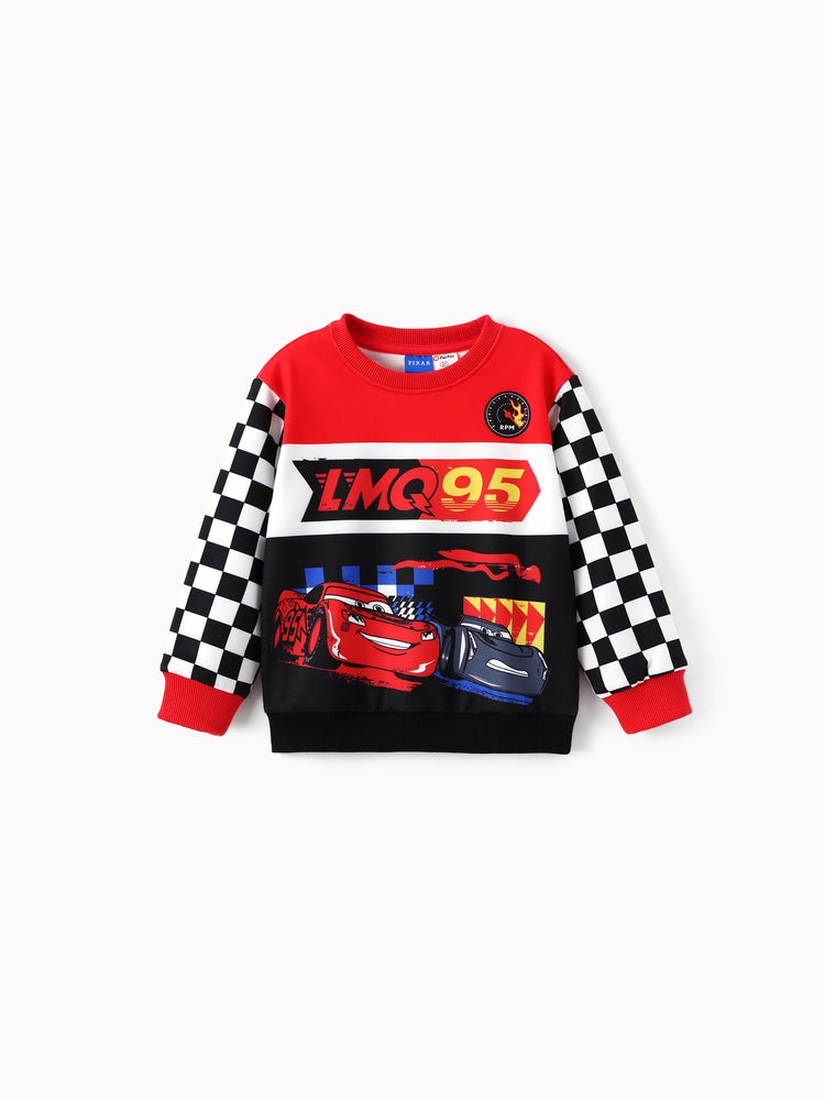 Cars Toddler Boy Checkerboard Print Colorblock Sweatshirt Red