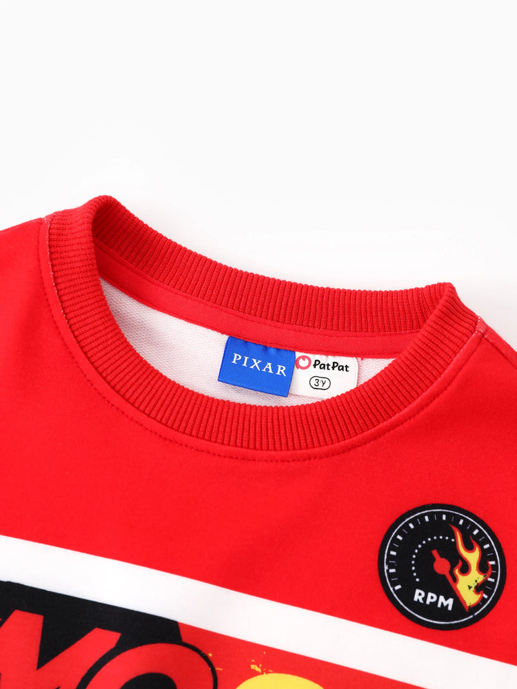 Cars Toddler Boy Checkerboard Print Colorblock Sweatshirt Red