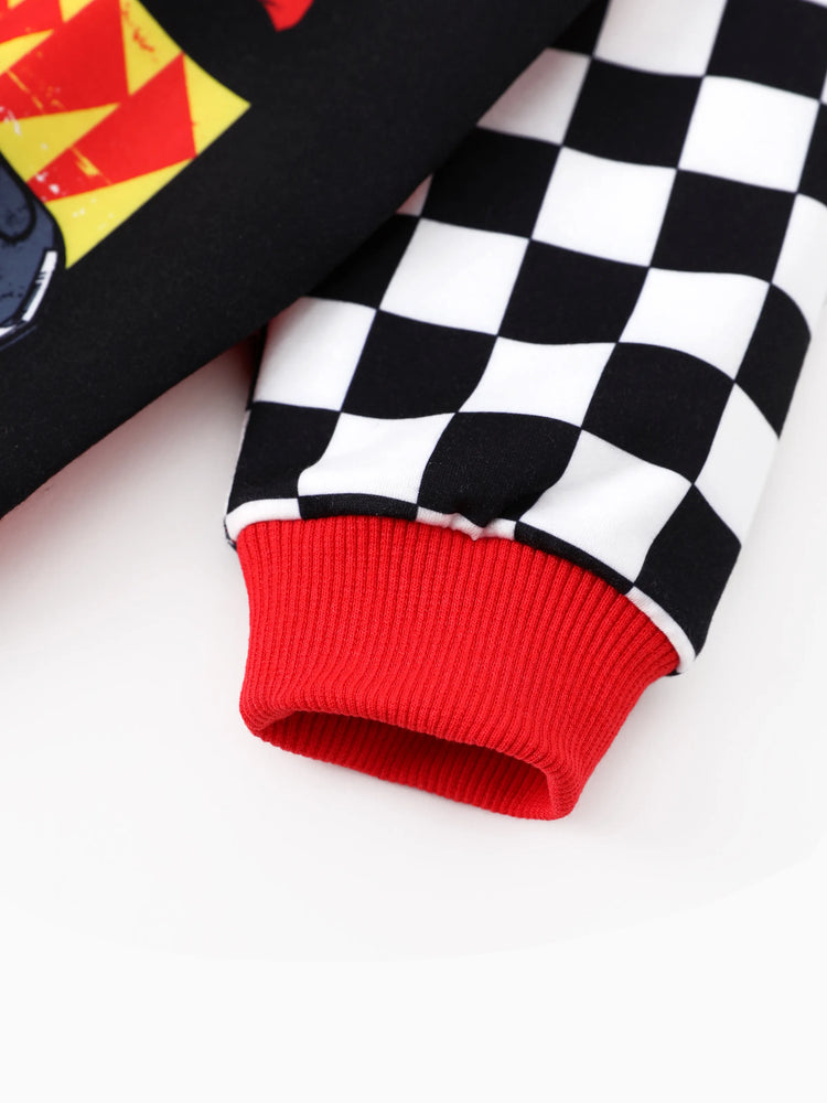 Cars Toddler Boy Checkerboard Print Colorblock Sweatshirt Red