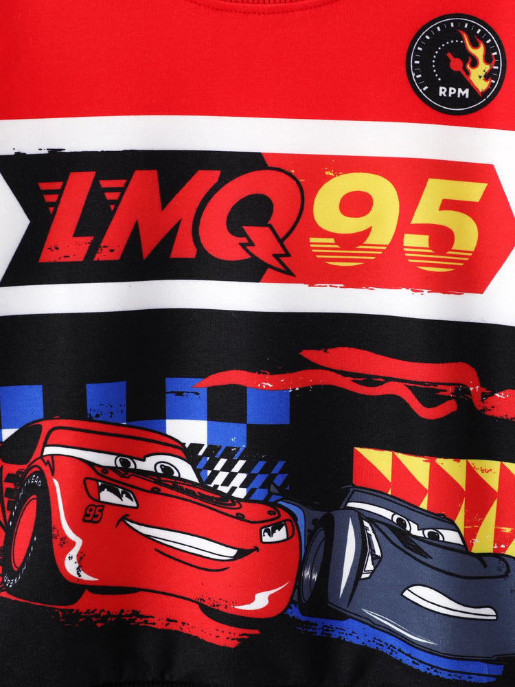 Cars Toddler Boy Checkerboard Print Colorblock Sweatshirt Red