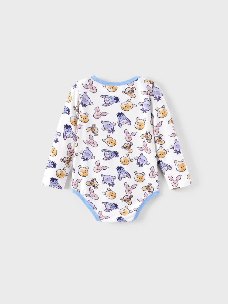 Ensemble 2 pièces Disney Winnie l'ourson pour bébé garçon/fille, imprimé Winnie/Porcinet/Bourriquet, body et pantalon à fermeture à pression, blanc