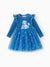 Disney Frozen Toddler Girl Elsa Flutter-sleeve Velvet Mesh Spliced Dress Blue