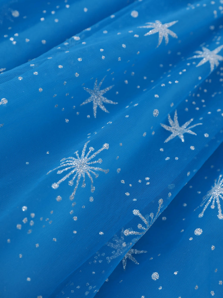 Disney Die Eiskönigin Kleinkind Mädchen Elsa Kleid aus gespleißtem Samt mit Flutterärmeln blau