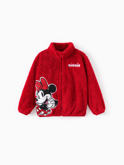 Disney Mickey and Friends Toddler/Kids Girl Minnie Mouse Double-sided Fleece Stand Collar Jacket Red
