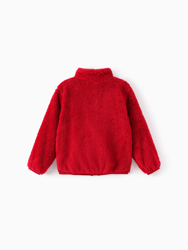 Disney Mickey and Friends Toddler/Kids Girl Minnie Mouse Double-sided Fleece Stand Collar Jacket Red