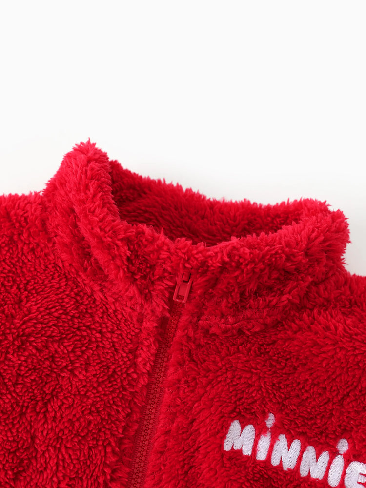 Disney Mickey and Friends Toddler/Kids Girl Minnie Mouse Double-sided Fleece Stand Collar Jacket Red