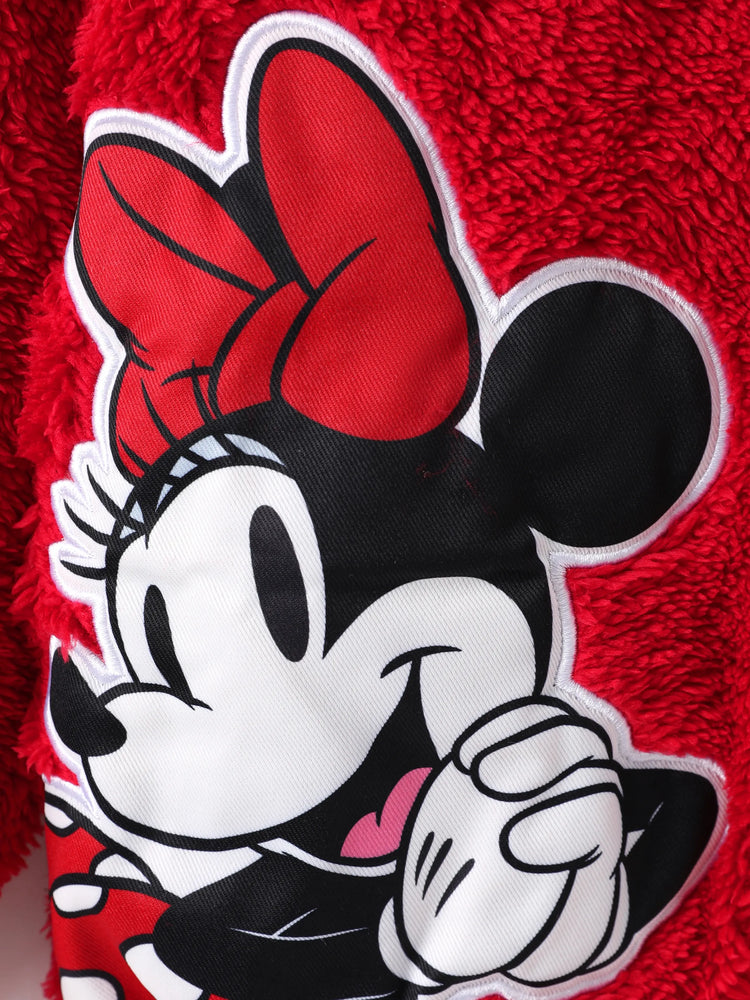 Disney Mickey and Friends Toddler/Kids Girl Minnie Mouse Double-sided Fleece Stand Collar Jacket Red