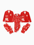 Harry Potter Christmas Matching Family Pajamas Set Hogwarts Express Pattern Long-sleeve Collared PJS with Christmas Socks Red