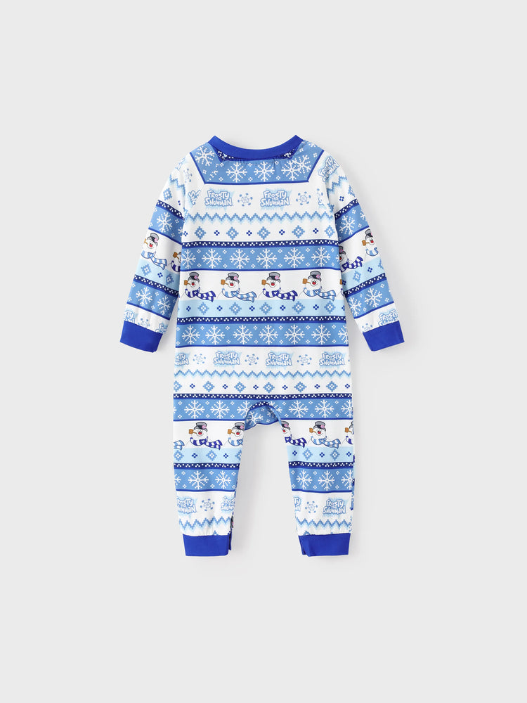 Frosty the Snowman Christmas Family Matching Pajamas Set with Christmas Socks Blue